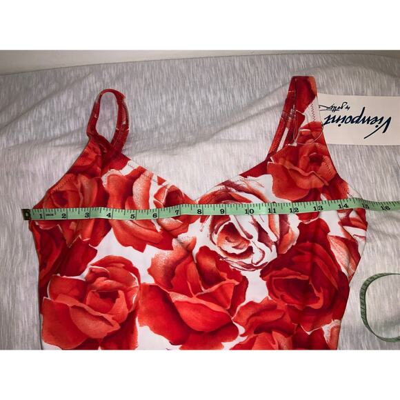 GOTTEX VIEWPOINT White & Red Roses 1 Pc Cut Out Swimsuit Sz 12 NWT - Picture 5 of 8